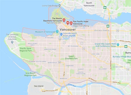 Vancouver commercial cleaning service map